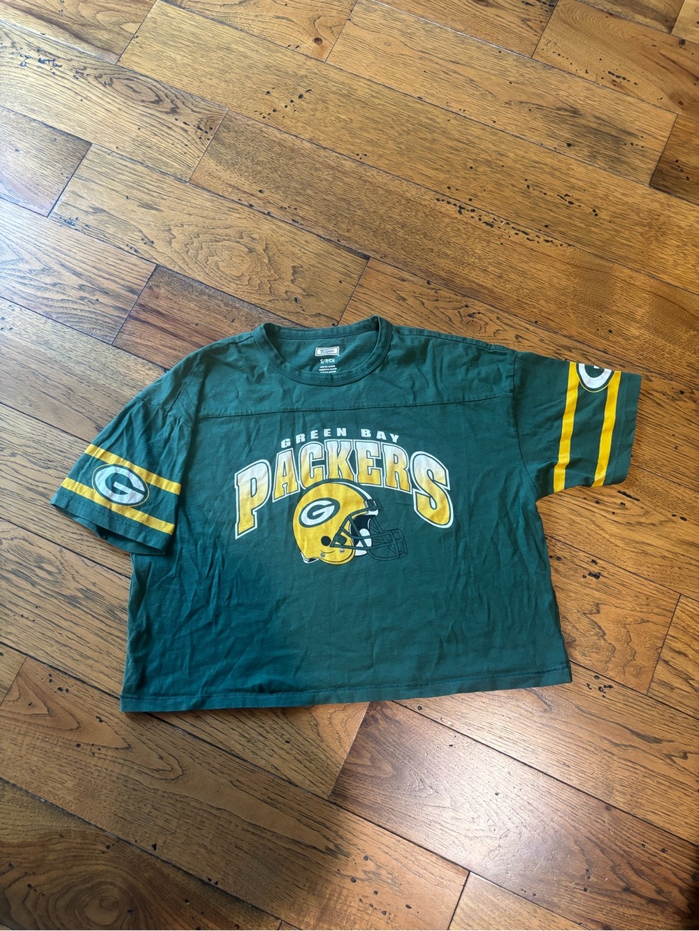 Tailgate Women's Green Bay Packers Cropped Green Graphic Tee Size Small